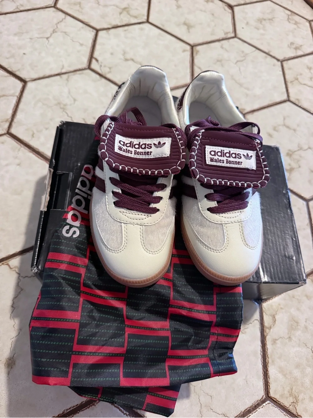 adidas Kids Samba-inspired Sneakers - White & Burgundy